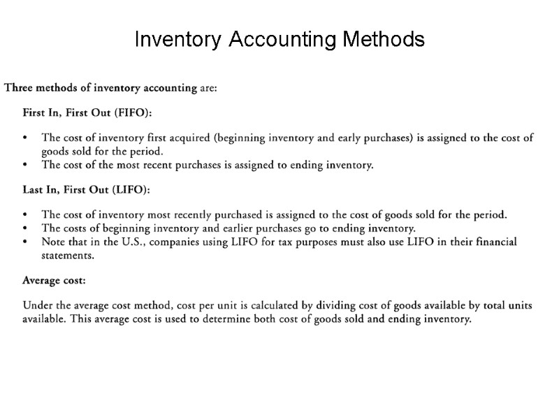 Inventory Accounting Methods